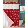 thumbnail image 2 of No Hook Shower Curtain with Snap in Liner, Christmas Gold and White Snowflake Red Hotel Shower Curtains for Bathroom, Washable Shower Curtain Liner Set with Mesh Top Window, 66"x72", 2 of 6