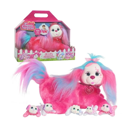 Puppy Surprise Cassie, Pink, Stuffed Animal Dog and Babies, Toys for Kids, by Just Play