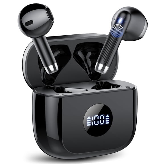 Wireless Earbuds, Bluetooth 5.4 Ear Buds with 4 ENC Noise Cancelling Mics, 40H Playtime, LED Power Display, 13mm Hi-Fi Stereo, IPX7 Waterproof Headphones for iPhone Android
