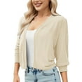 thumbnail image 3 of Babcutegg Cardigan Sweaters for Women Lightweight 3/4 Sleeve Soild Color Elegant Clothes for Women Beige, 3 of 10