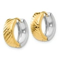 thumbnail image 2 of FB Jewels 14K Two Tone Gold Textured Hoop Earrings, 2 of 4