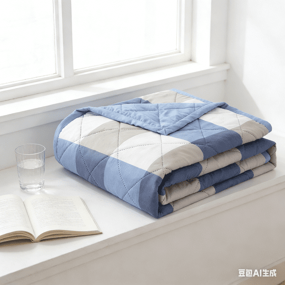 Bisitoy Throw Blanket Lightweight & Breathable, Plaid Design Air Conditioning Bed Blanket