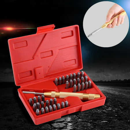 38pc Automatic Letter Number Stamping Metal Punch Stamp Set Tool Kit for Plastics Leather Mark, Punch Stamp Sets,Punch Stamp