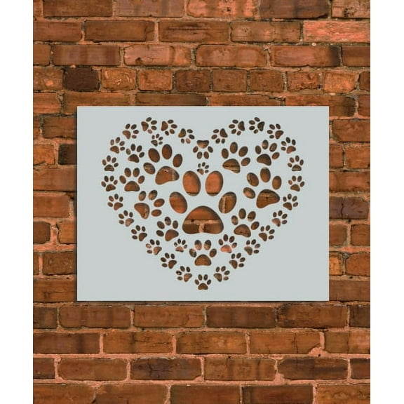 Puppy Paws in Heart Stencil