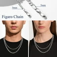 thumbnail image 5 of Suplight Solid 925 Sterling Silver 3mm/5mm Figaro Chain Necklace for Men Women, Hip Hop Jewelry Chains, 5 of 10