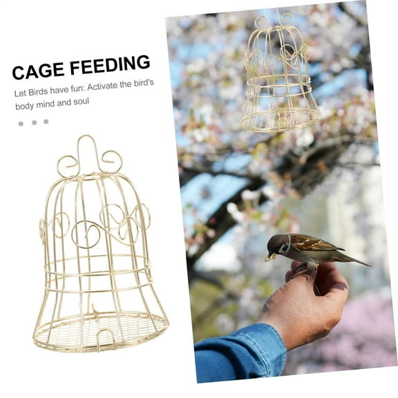 Bird Cage Feeder Metal Hanging Woodpecker Parrot Food Dispenser Outdoor Indoor Pet Supplies Durable Wire Mesh Bowl Small Birds Aviary Accessories Easy Clean
