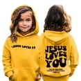 thumbnail image 2 of Grblisyd Boys Girls Graphic Hoodies Cute JESUS LOVES YOU Letter Print Long Sleeve Pullover Hoodie Sweatshirt, 2 of 6