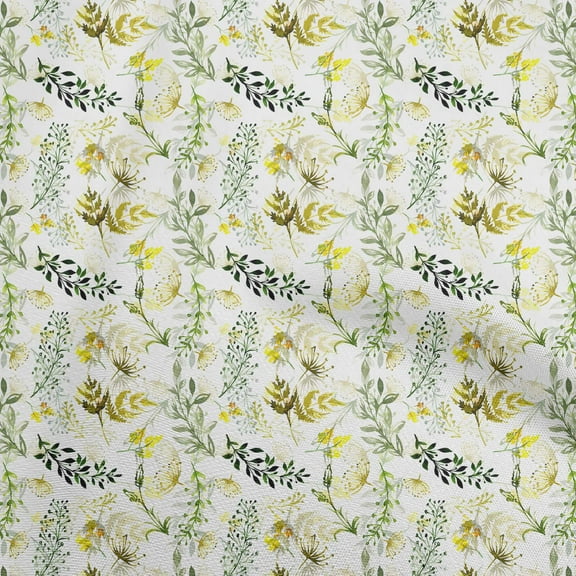 oneOone Polyester Spandex Yellow Fabric Leaves Quilting Supplies Print Sewing Fabric By The Yard 56 Inch Wide