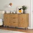 thumbnail image 2 of 47.2" Kitchen Cabinet with 3 Drawers & 2 Doors, Sideboard Buffet Cabinet with Storage, Wood Coffee Bar Cabinet, Kitchen Buffet Cupboard, Natural, 2 of 9