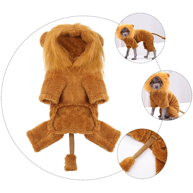 IFANLANDOR 1Set Golden Flannel Lion Suit Dog Costume for Photo Shoots