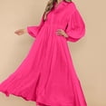 thumbnail image 3 of Women's Casual Long Sleeve Buttoned Loose Solid Color Long Version Shirt Dress Women S Summer Dress Shirt Dress with Belt Dress Ruffles Women Dress Sleeveless Summer Business Clothes for Women Womens, 3 of 5