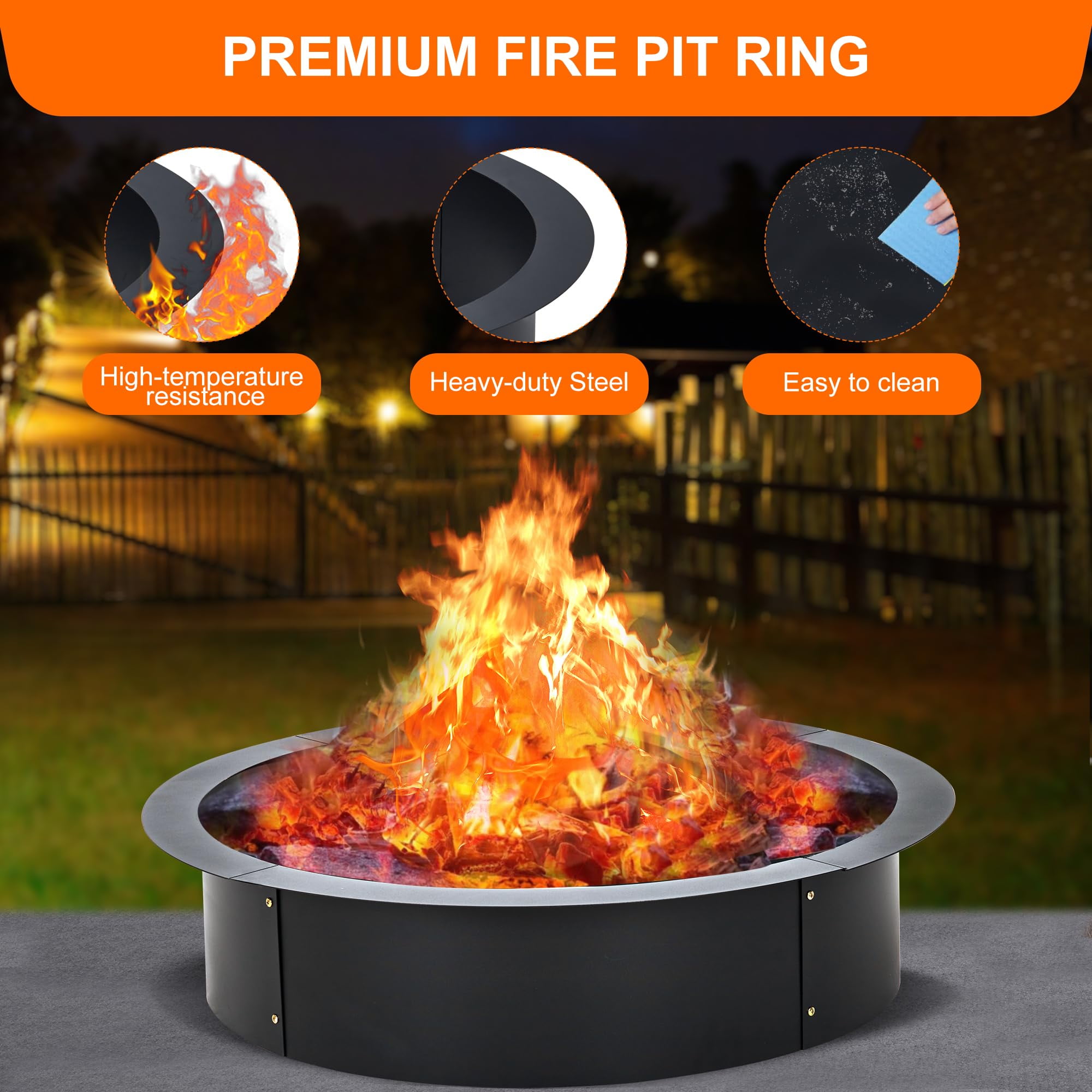 Towallmark Fire Pits For Garden,Propane,2.5mm Thick Heavy Duty Steel Roundfire Pits & Outdoor Fireplaces,Tabletop Fire Pit,Black