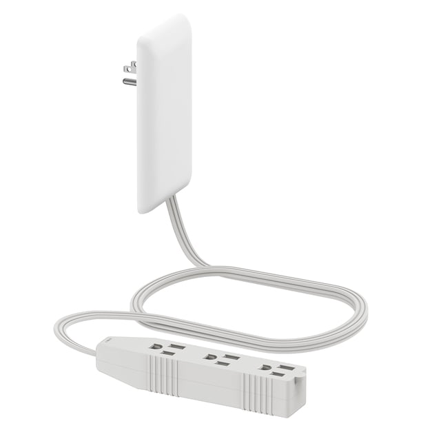 Extensor de salida de cara plana LIDER con 3 receptáculos, enchufe de placa de pared ultrafino con extensor de cable y regleta de 3 tomacorrientes, cable de 3 pies, LWE3-315-W, blanco
