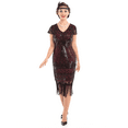 thumbnail image 4 of PrettyGuide Women's Great Gatsby Dress 1920s Vintage Beaded Fringe Flapper Dress with Sleeve Cocktail Party, Small, 4 of 8