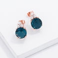 thumbnail image 2 of Precious Stars Rose Goldtone Blue-Green Cubic Zirconia Round Cluster Earrings, 2 of 2