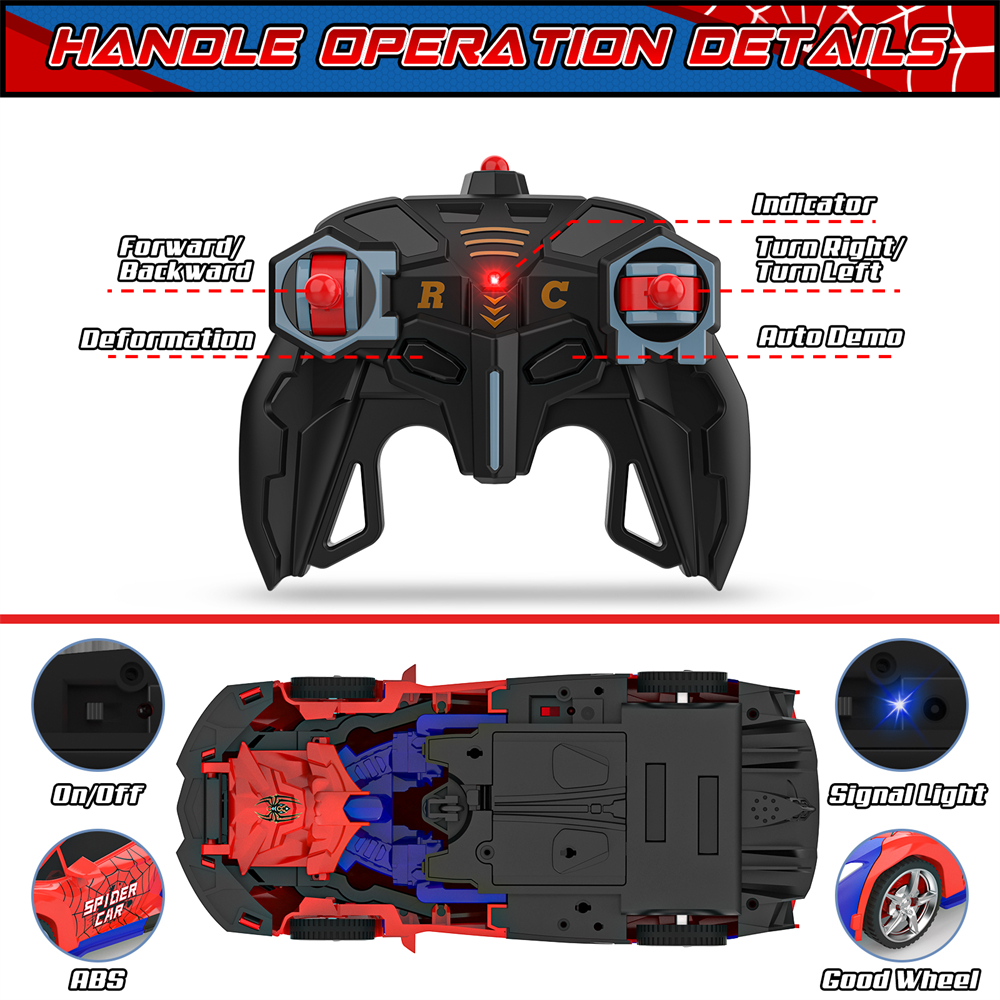 Wupuaait Transform Rc Cars, 2.4Ghz Remote Control Car 1:18 Scale Transforming Robot, One-Button Deformation 360Â°Rotation Car Toy Gifts for Boys 4-12, Red and Blue