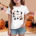thumbnail image 2 of Staki Toddler Girl Halloween T-Shirt Short Sleeve Tops Kids Soft Cotton Cute Shirt for Halloween Outfit(White,7-8 Years), 2 of 5