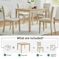 thumbnail image 6 of 5 Pieces Round Dining Table Set, 47.3" Modern Table and 4 Upholstered Chairs with Adjustable Foot Pad and Wood Legs, Farmhouse Dining Sets for Kitchen, Living Room, Beighe, 6 of 8