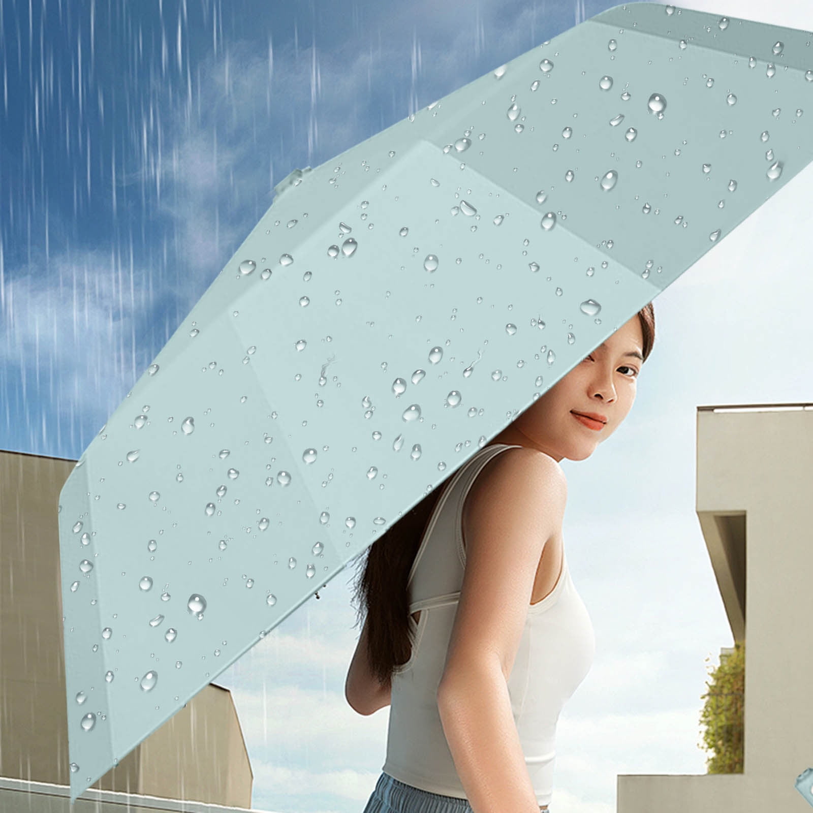 Outdoor Umbrella, Umbrellas For Rain Protection Sun Umbrella With Fan Umbrella 3-in-1 Fan And Nebulizer Umbrella Ultraviolets Folding Automatic Rechargeable Umbrella Portable Travel Fishing Golf