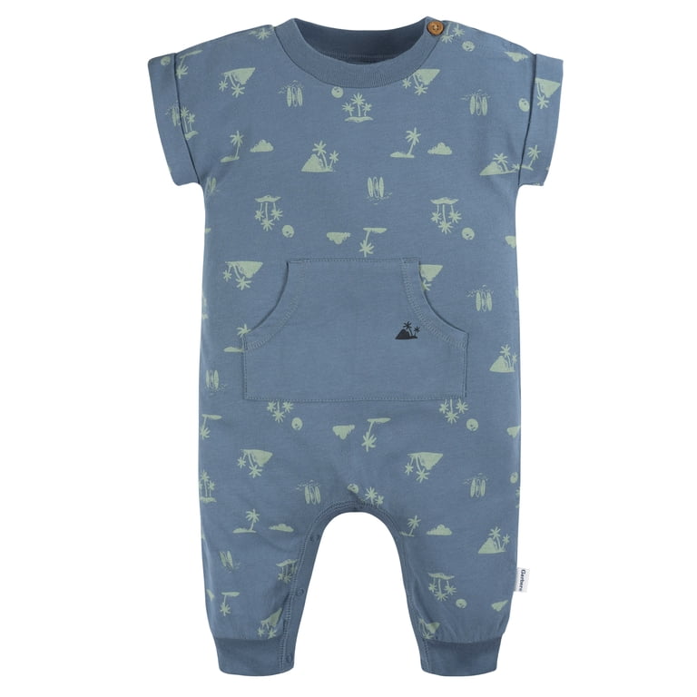 Gerber Baby Boy Rompers, 2-Pack Surfing Design photo 2
