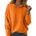 thumbnail image 2 of vigerkar Sweaters for Women Solid Color Hooded Sweater Lightweight Pullover Fall Winter Tops (Orange, L), 2 of 6