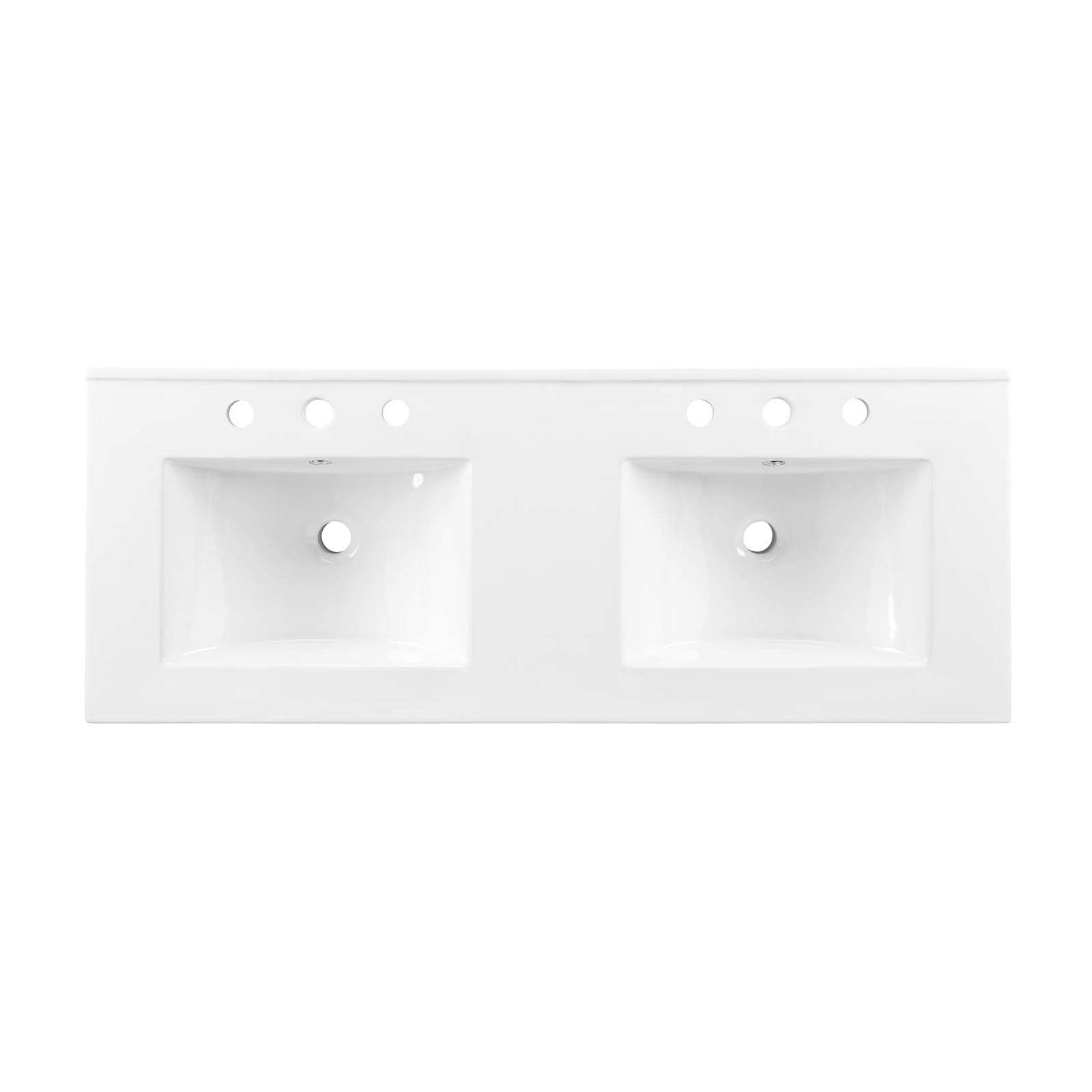 Modway EEI-4376-WHI Ceramic 48" Rectangular Double Basin Sink