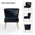 thumbnail image 2 of Contemporary Vanity Chair Upholstery Armless Accent Chair Metal Base Nailhead Trim Bedroom Black, 2 of 7
