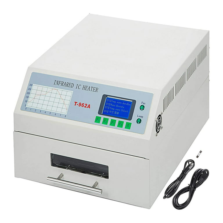 Intbuying Reflow Oven T962A Reflow Soldering Machine Professional Infrared Heater Automatic Reflow Machine with 4 Rolls High Temperature Resistant