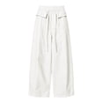 thumbnail image 6 of ZHYou No Boundarie Womens Baggy Pants Casual Stretch Waist Drawstring Quick Dry Wide Leg Lounge Trousers,White,Size L, 6 of 7