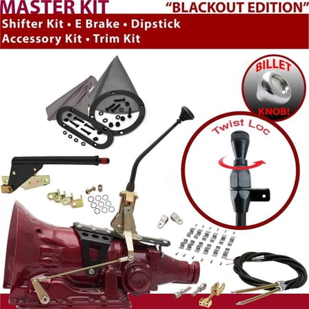American Shifter C6 Shifter Kit Black 10 in. E Brake Cable Clamp Clevis Trim Kit Dipstick for EED7C