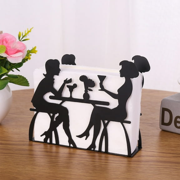 Hxlamzoo Metal Napkin Holder for Home Kitchen Restaurant Picnic - Women Theme Tabletop Paper Organizer Upright Tissue Dispenser
