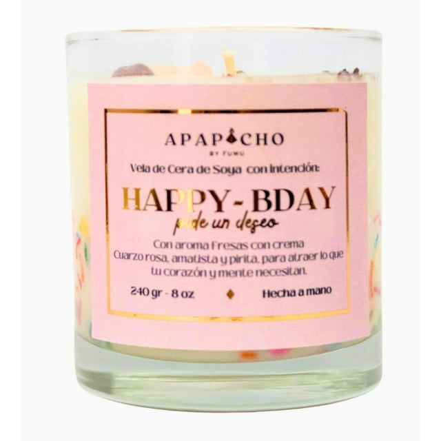 Velas Aromáticas Fuwu Fresas con Crema Relajantes con Cuarzos Naturales