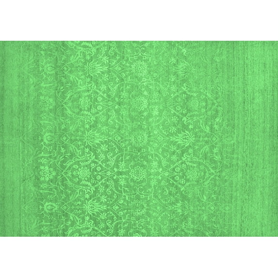 Ahgly Company Indoor Rectangle Oriental Emerald Green Industrial Area Rugs, 7' x 9'