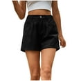 thumbnail image 2 of OKBOP Shorts for Women Plus Size Black Relaxed Fit Casual Wide-Leg Jeans Shorts, 2 of 6