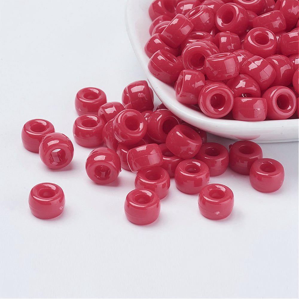 Opaque Acrylic European Beads Barrel Red 9x6mm Hole: 4mm about 1900pcs/500g