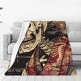 thumbnail image 1 of Fotbe Gothic Eastern Floral Skull Manta de Franela Acolchonada con Estampado, Súper Suave y Esponjosa, Extra Grande para Sofá, Cama, Uso Todo el Año-80"x60", 1 of 7