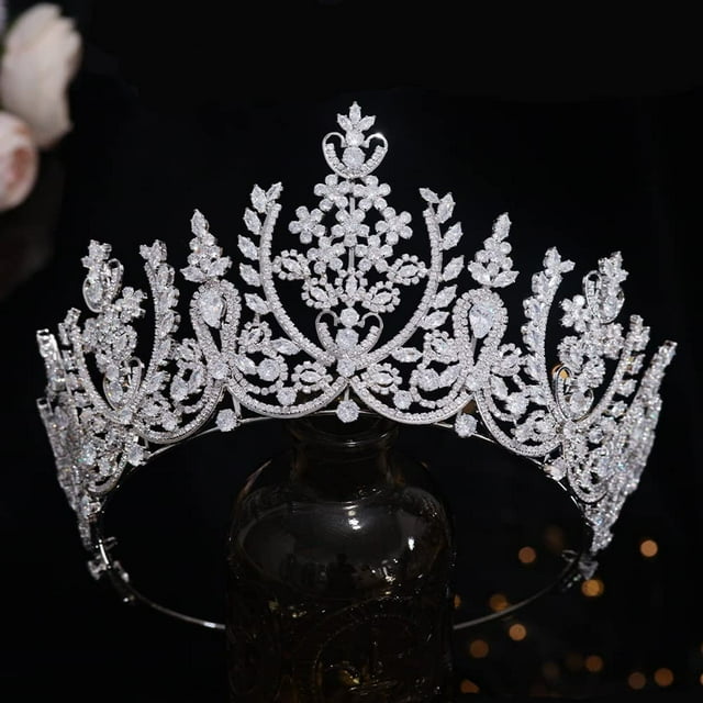 Tiara y corona de boda de circonia cúbica de lujo para mujer, joyería para el cabello de gran desfile, regalos de novia para quinceañera para mujer