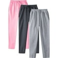 thumbnail image 1 of RXIRUCGD Men's Fashion Drawstring Elastic Waist Solid Color Casual Sweat Length Pants 3 PC, Pink, Size: 3XL, 1 of 8