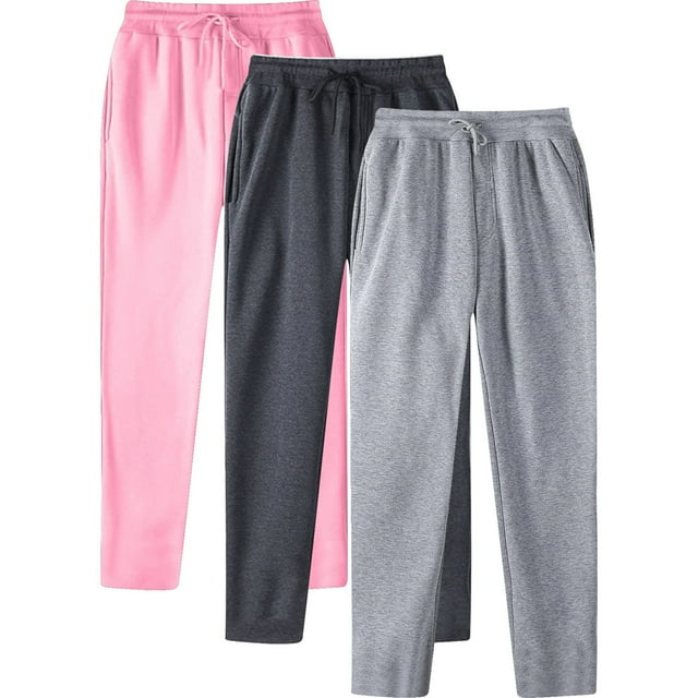 BiZtdJrK 3 Pack Men's Sweatpants Drawstring Waist Straight Leg Track Pant Loose Fit Runninng Athletic Pants with Pockets Pink XL