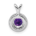 thumbnail image 4 of 925 Sterling Silver Rhodium-plated Diam. & Amethyst Pendant; for Adults and Teens; for Women and Men, 4 of 5