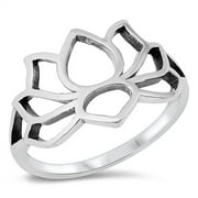 All in Stock Sterling Silver Lotus Flower Ring Size 5