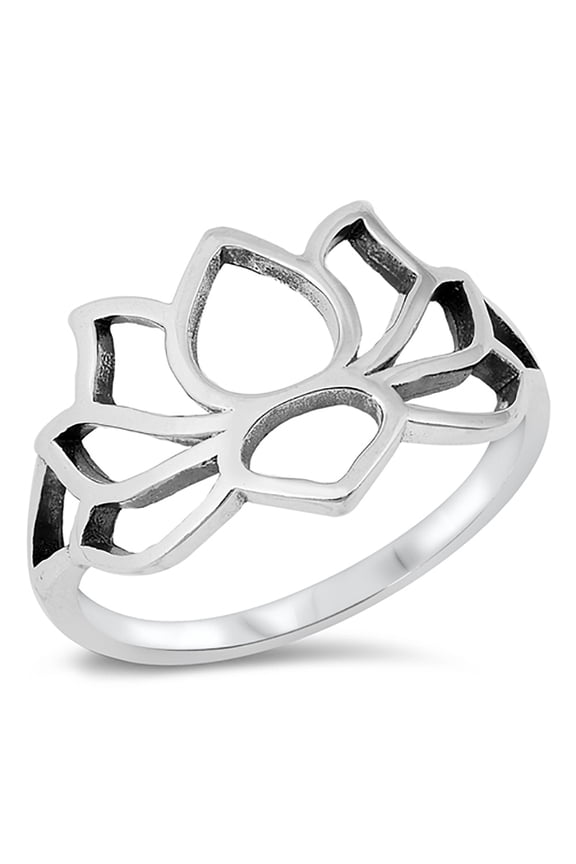 Sterling Silver Lotus Flower Ring Size 7