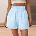 thumbnail image 5 of Stephy Striped High Waisted Casual Shorts for Women's Summer New Hot Pants Versatile Wide Leg Pants, Blue, XXL, 5 of 7