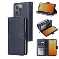 thumbnail image 1 of For Iphone 15 Pro Max 9 Card Slots Zipper Wallet Bag Leather Phone Case(Blue),iPhone 13 Pro, 1 of 7