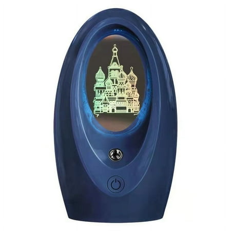 

2024 Mini USB Humidifier Silent Night Lamp Aromatherapy Desktop Mist Diffuser for Office Bedroom Navy Blue (Castle Pattern)