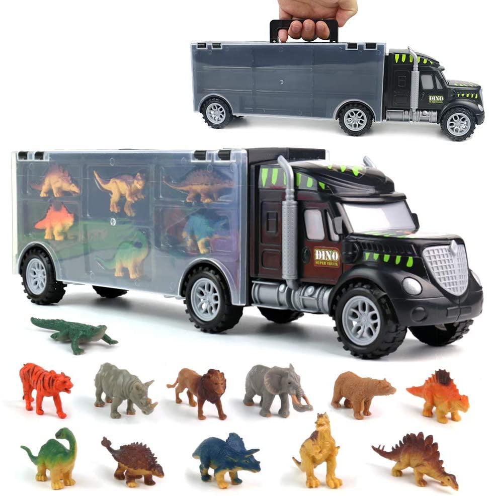 Kids Toys Vehicle Toy Dino Truck for 1 2 3 4 5 Year Old Boys Girls Stocking Stuffers for Kids Toddler Dinosaur Toy Cars for Boys Girls 