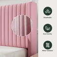 thumbnail image 6 of Amolife Queen Size Velvet Upholstered Bed with Wingback Headboard, Pink, 6 of 9
