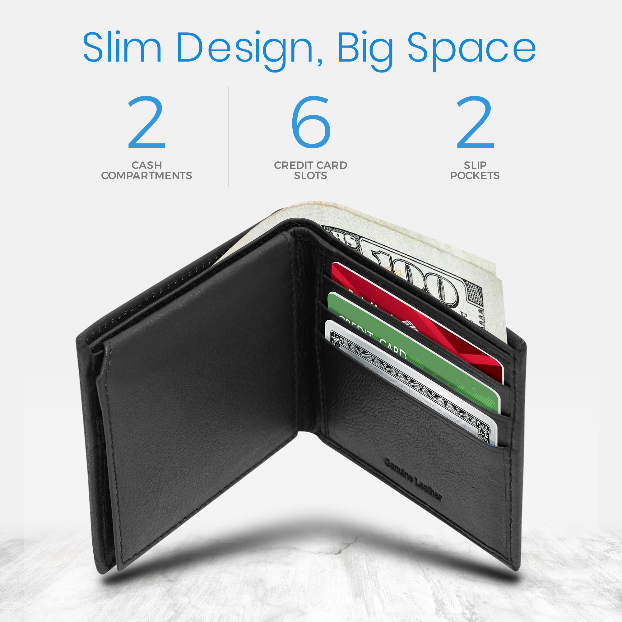 Access Denied Men's Slim Bifold Wallet, Black photo 2