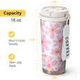 thumbnail image 4 of 18oz Travel Coffee Mug, 316 Stainless Steel Vacuum Insulated Tumbler with 2-in-1 Straw Lid & Strap, Daisy Floral Print, 4 of 6
