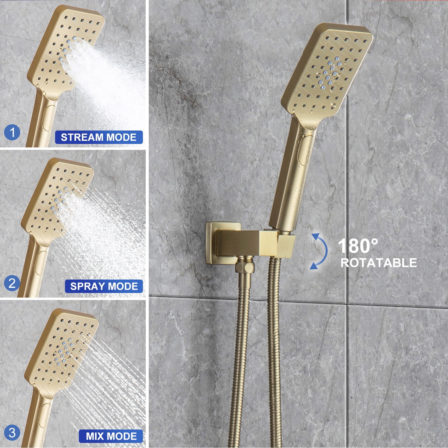 Rainlex One-Handle 1-Spray Setting Brushed Gold Bathtub Shower Faucet